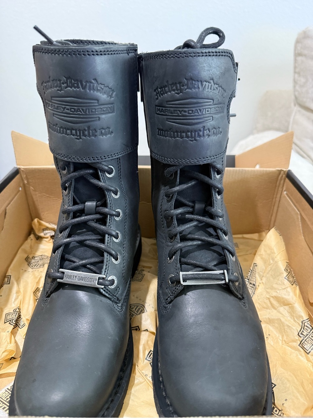 Harley-Davidson Men's Black Leather Tall Lace-Up Motorcycle Boots